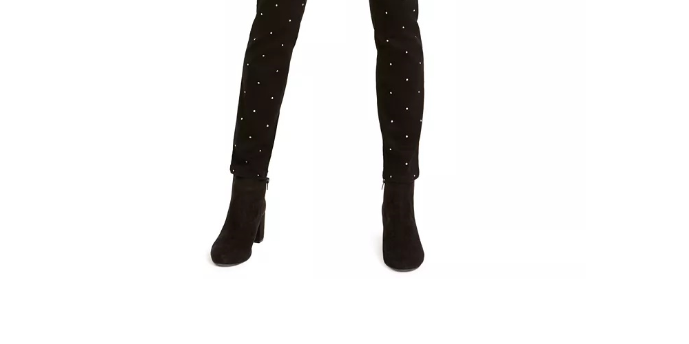 Calça skinny feminina Bar III com tachas, preta, tamanho 0