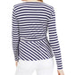 Blusa feminina listrada de malha envolvente Maison Jules, azul-marinho, tamanho pequeno