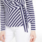 Blusa feminina listrada de malha envolvente Maison Jules, azul-marinho, tamanho pequeno