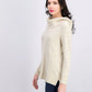 Suéter feminino estilo &amp; co lurex gola alta bege tamanho médio