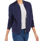 Jaqueta bomber feminina de malha texturizada Charter Club, branca, tamanho X-S