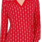 Top feminino estampado com decote dividido azul tamanho médio