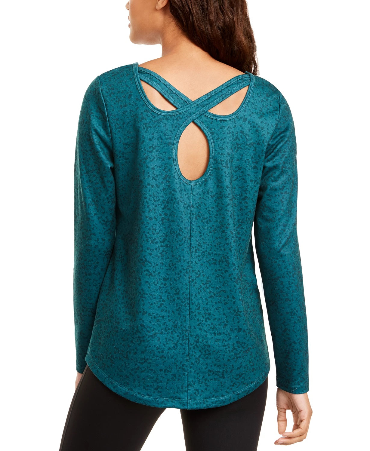 Top feminino estampado com recorte nas costas, verde, tamanho pequeno, da Ideology