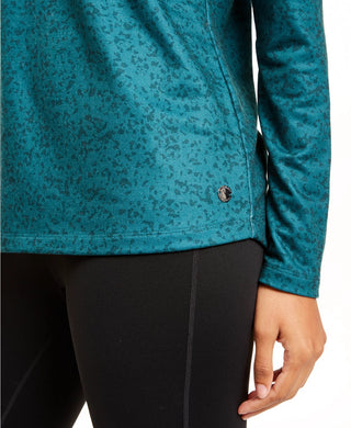 Ideology Women's Printed Cutout-Back Top Green Size Extra Small
