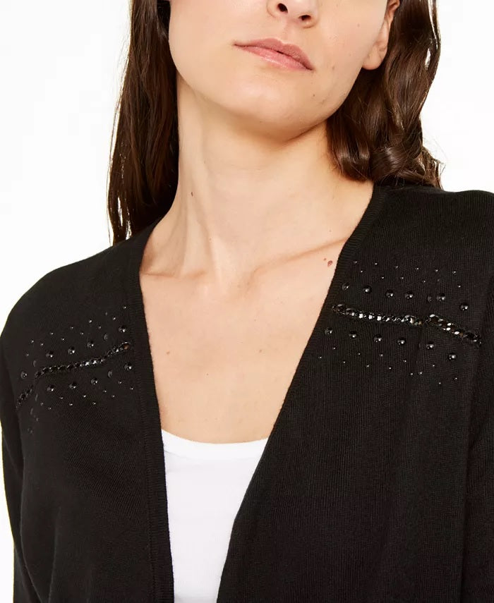 Suéter feminino com detalhe de corrente INC International Concepts, preto, tamanho X-S