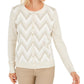 Cardigan feminino com estampa em zigue-zague Charter Club, branco, tamanho grande