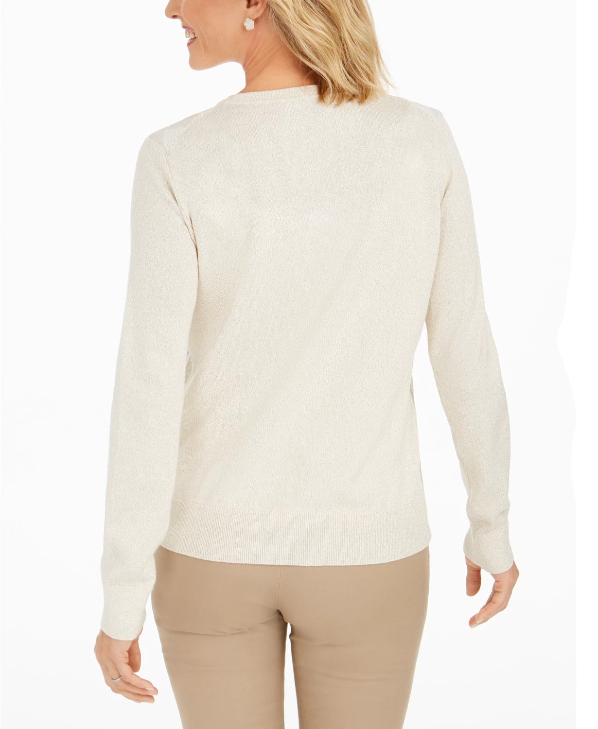 Cardigan feminino com estampa em zigue-zague Charter Club, branco, tamanho grande