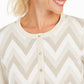 Cardigan feminino com estampa em zigue-zague Charter Club, branco, tamanho grande