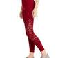 Leggings femininas Ideology sem costura perfuradas de cintura alta, tamanho médio, vermelho