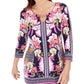 JM Women's Collection Top com decote embelezado azul-marinho tamanho pequeno