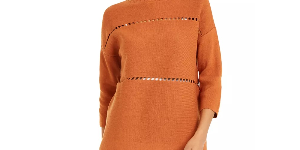 Poncho feminino Alfani de algodão Pointelle, preto, tamanho grande