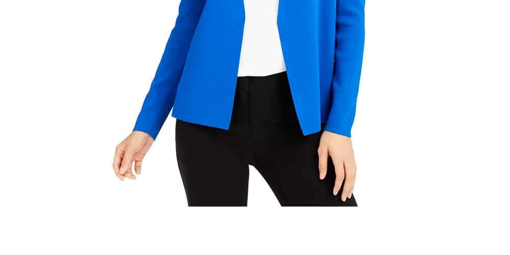 Cardigan Alfani Feminino Aberto na Frente Azul Escuro Tamanho Grande