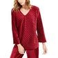 Top de veludo canelado feminino Alfani Petite, tamanho vinho, pequeno, grande
