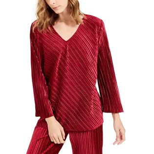 Top de veludo canelado feminino Alfani Petite, tamanho vinho, pequeno, grande