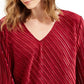 Blusa de veludo canelada feminina Alfani, vermelha, tamanho pequeno médio