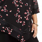 Blusa feminina Alfani com estampa e bainha pontuda, preta, tamanho 2X