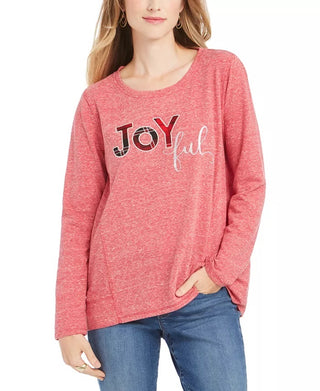 Moletom feminino com estampa alegre estilo &amp; co, vermelho, tamanho grande