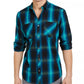 Camisa xadrez masculina Leo da INC International Concepts, azul, tamanho médio