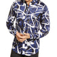 Camisa masculina com estampa abstrata de rabiscos da INC International Concepts, tamanho marinho, pequena