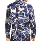 Camisa masculina com estampa abstrata de rabiscos da INC International Concepts, tamanho marinho, pequena