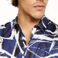 Camisa masculina com estampa abstrata de rabiscos da INC International Concepts, tamanho marinho, pequena