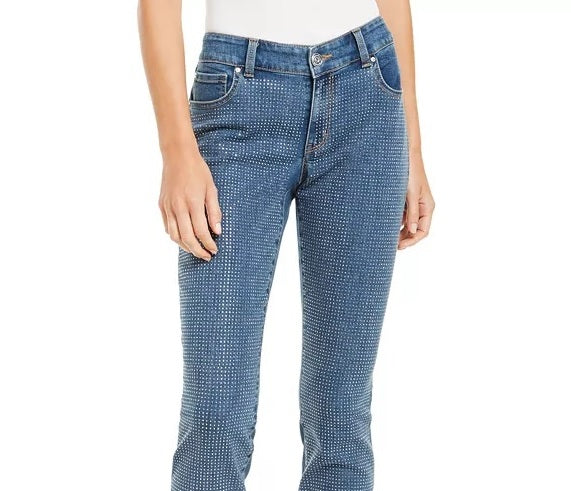 Calça jeans skinny feminina INC International Concepts Petite com detalhes na frente, azul, tamanho 6