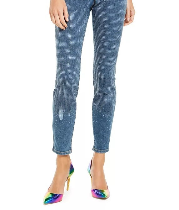 Calça jeans skinny feminina INC International Concepts Petite com detalhes na frente, azul, tamanho 6