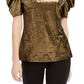 Blusa feminina de veludo com manga bufante INC International Concepts, tamanho médio, dourada