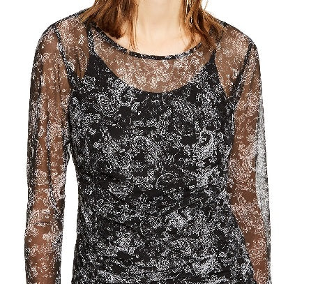 Blusa feminina franzida com bainha amarrada, preta, tamanho pequeno, da INC International Concepts