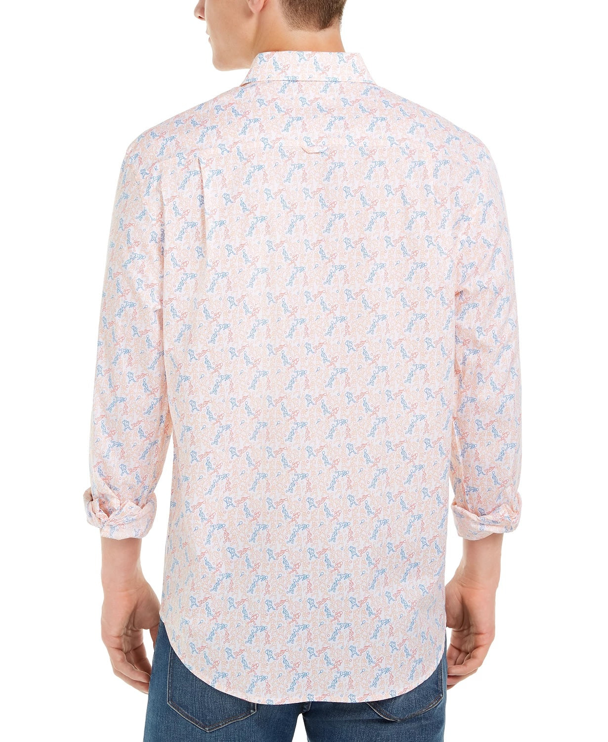 Camisa estampada masculina de tenista Club Room, branca, tamanho pequeno