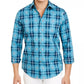 Camisa xadrez masculina Tasso Elba Stretch Box, azul marinho, tamanho extragrande