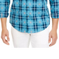 Camisa xadrez masculina Tasso Elba Stretch Box, azul marinho, tamanho extragrande