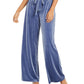 Calça feminina de veludo com perna larga e bolso tipo saco, da INC International Concepts, tamanho grande, azul-marinho