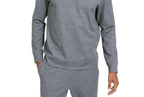 Moletom Alfani Masculino Classic Fit Stretch Listrado Cinza Tamanho Grande