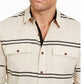 Camisa listrada masculina Sun + Stone Ivan bege cáqui tamanho X-Large