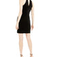 Vestido tubinho de veludo com decote em V sem mangas Bar III feminino, preto, tamanho XX-G