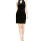 Vestido tubinho de veludo com decote em V sem mangas Bar III feminino, preto, tamanho X-G
