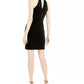 Vestido tubinho de veludo com decote em V sem mangas Bar III feminino, preto, tamanho X-G