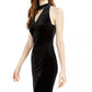 Vestido tubinho de veludo com decote em V sem mangas Bar III feminino, preto, tamanho X-G
