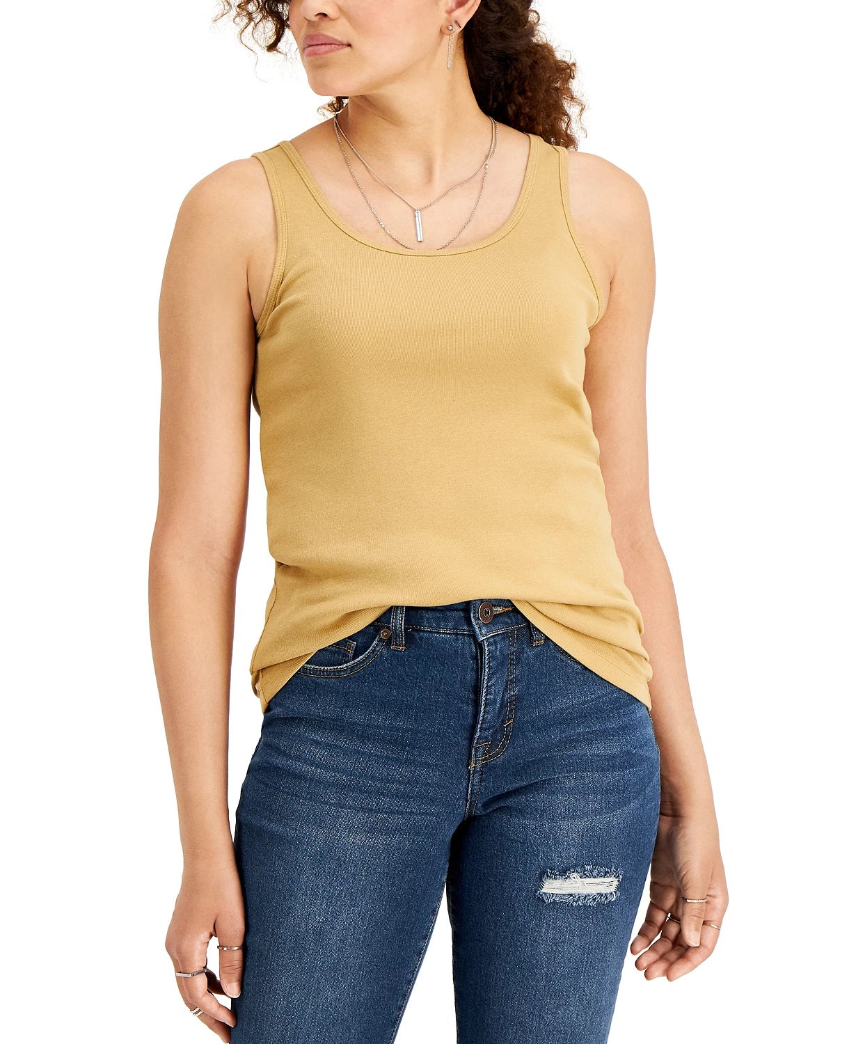 Regata feminina de algodão estilo &amp; co, bege, tamanho pequeno