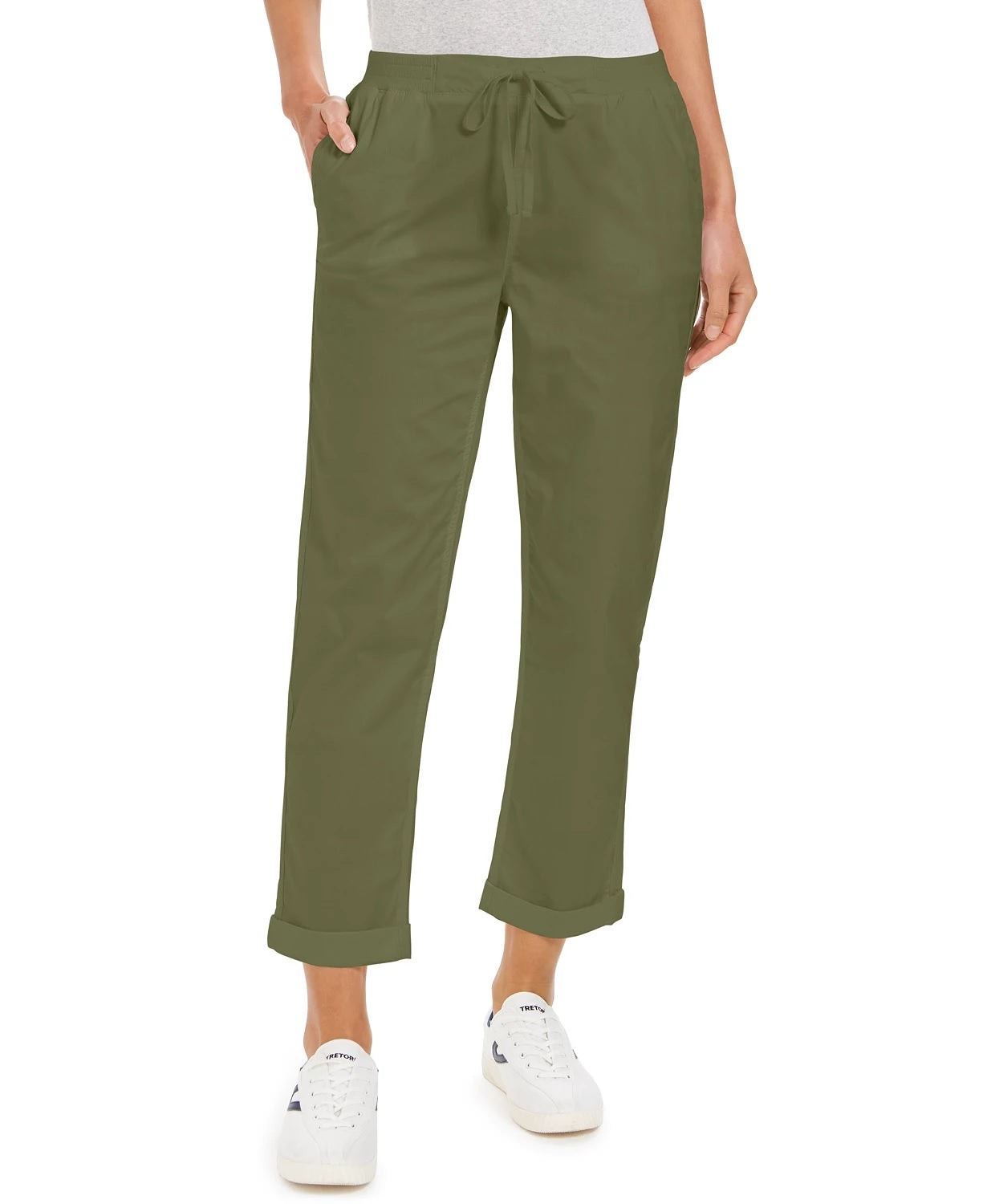 Calça utilitária com punho e fecho pull-on feminina Style &amp; Co, verde, tamanho 16