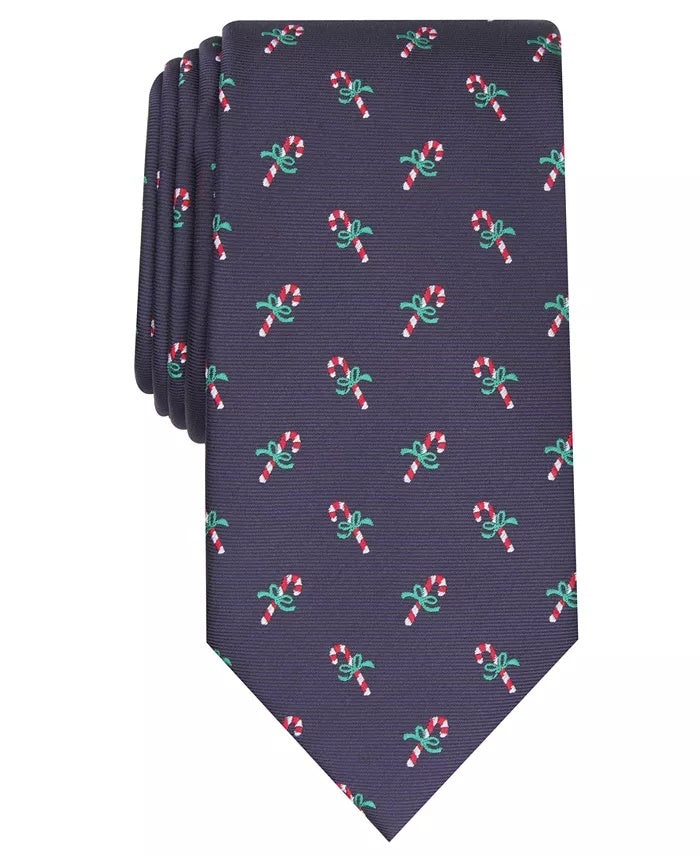 Club Room Masculino Clássico Candy Canes Gravata Azul Marinho Tamanho Regular