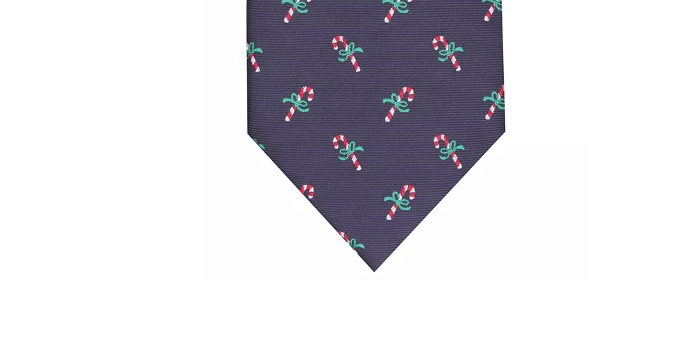 Club Room Masculino Clássico Candy Canes Gravata Azul Marinho Tamanho Regular