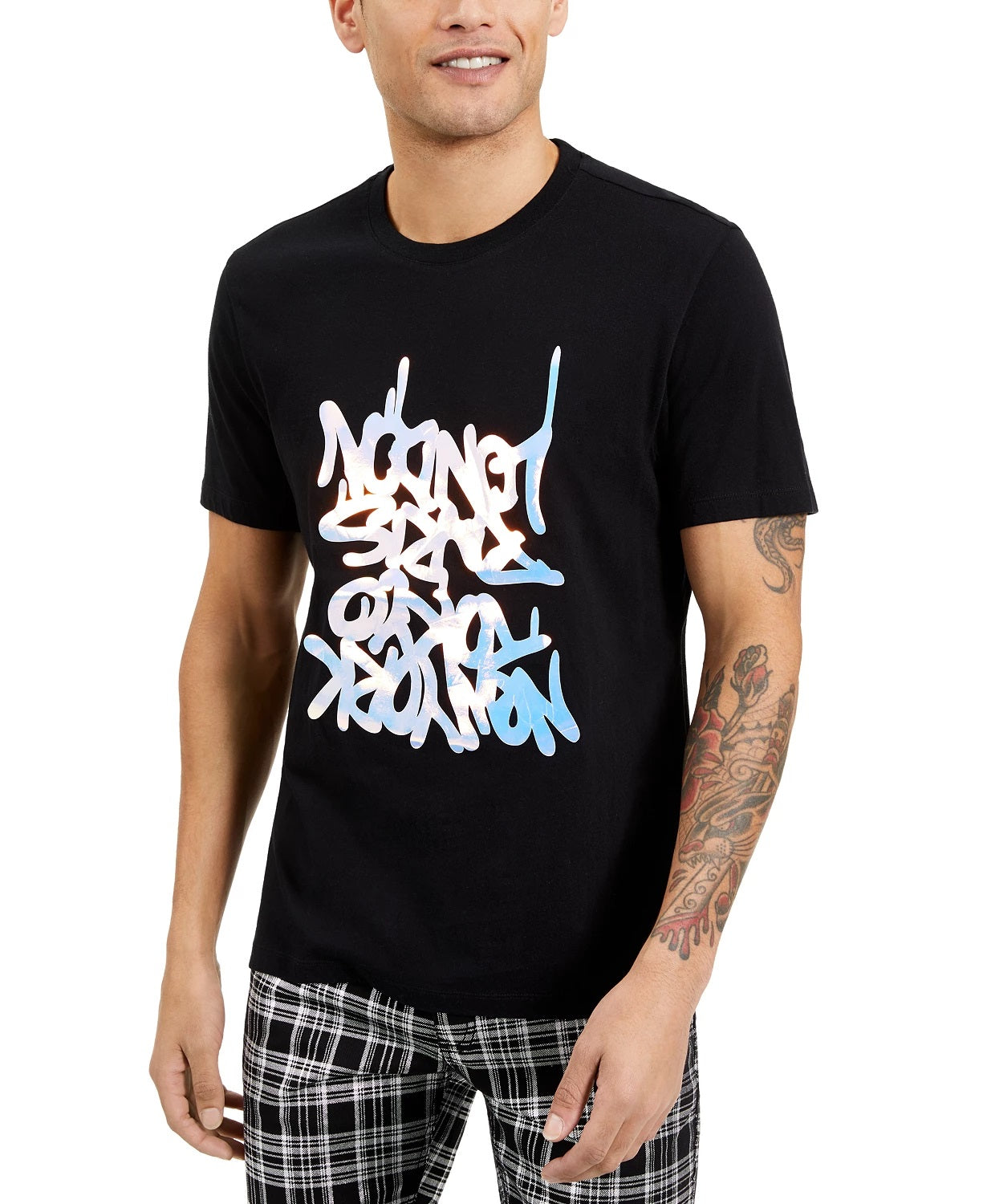 Camiseta masculina com estampa de grafite da INC International Concepts, preta, tamanho médio
