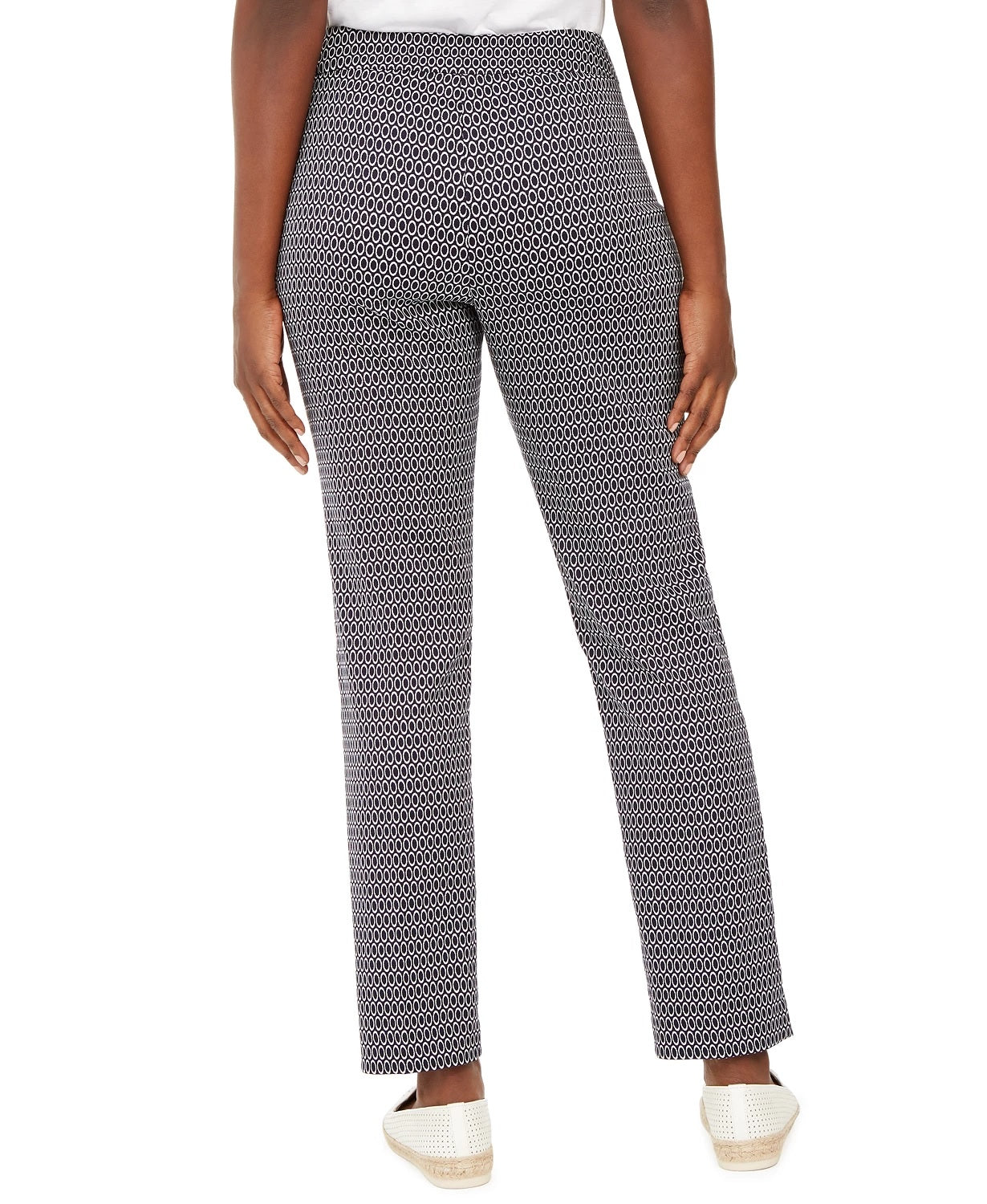 Calças jacquard pull-on da coleção feminina JM, azul, tamanho XXG