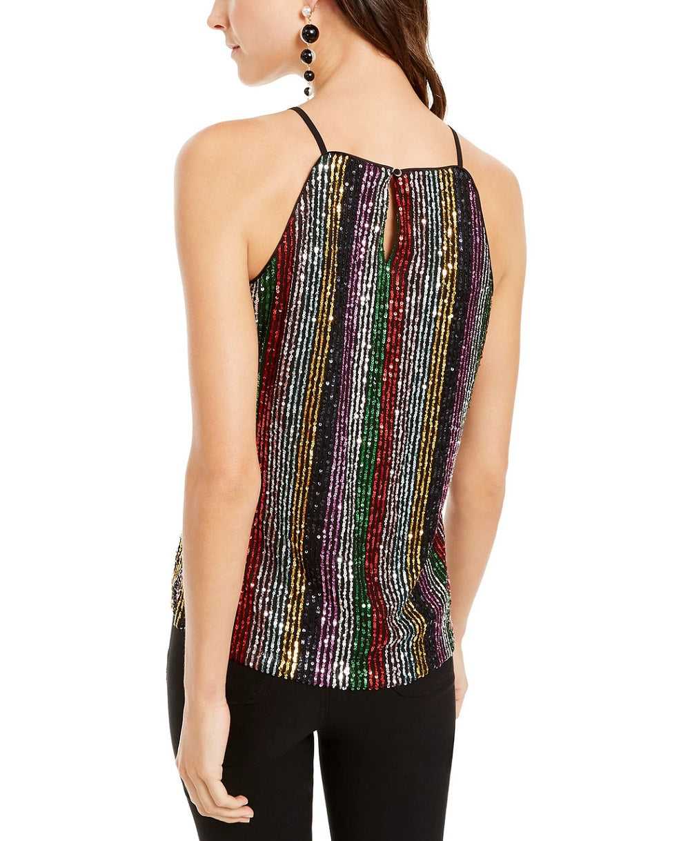 Blusa listrada com lantejoulas INC International Concepts feminina, preta, tamanho pequeno