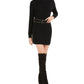 Vestido suéter com cinto feminino Bar III, preto, tamanho médio