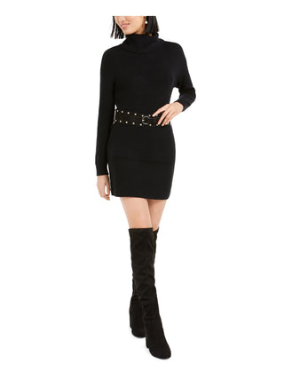 Vestido suéter com cinto feminino Bar III, preto, tamanho médio