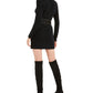 Vestido suéter com cinto feminino Bar III, preto, tamanho médio