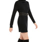 Vestido suéter com cinto feminino Bar III, preto, tamanho médio